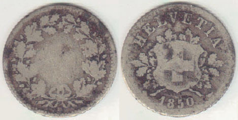 1850 Switzerland 10 Rappen A000875